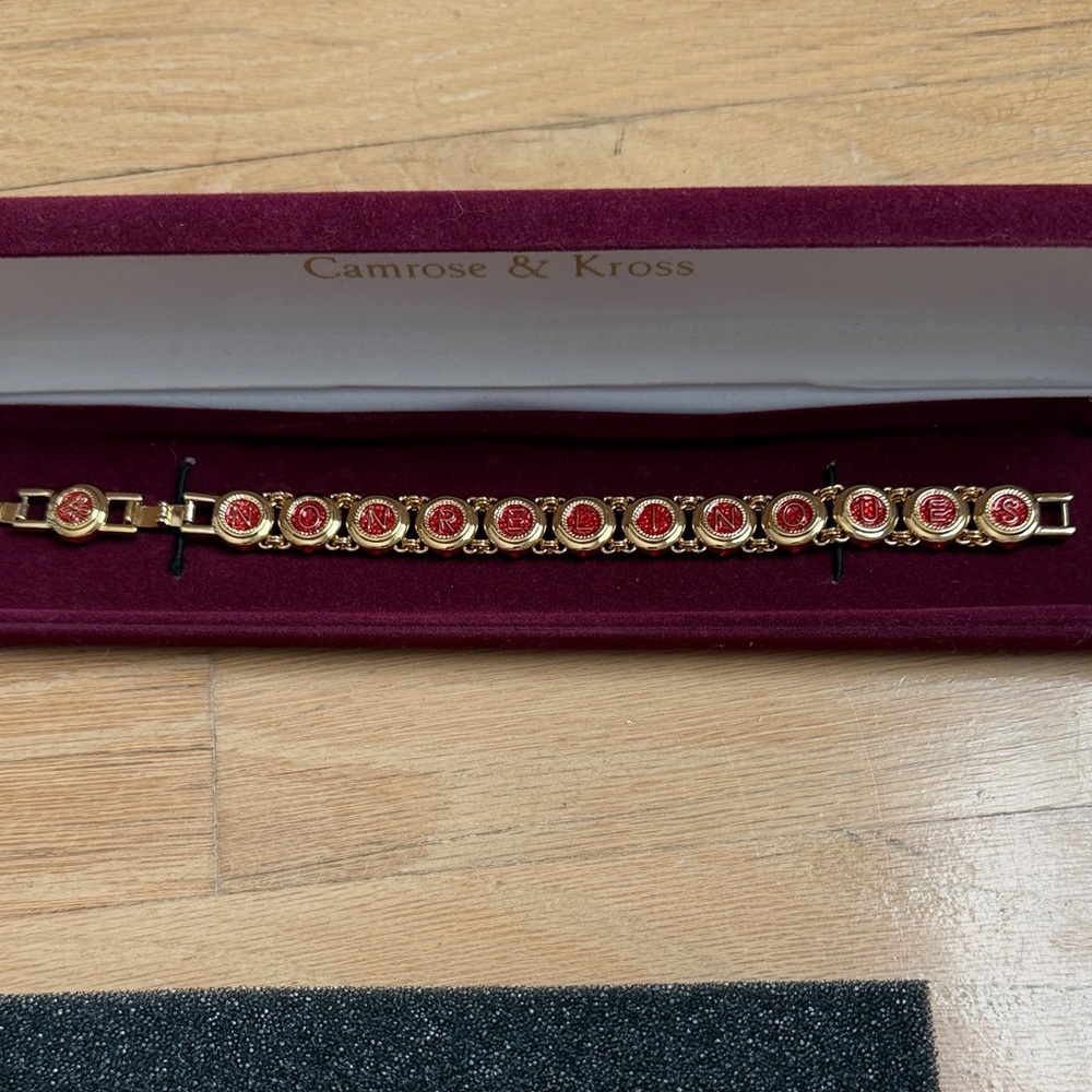 Camrose & Kross Gold-Tone Bracelet with Red Enamel Medallions